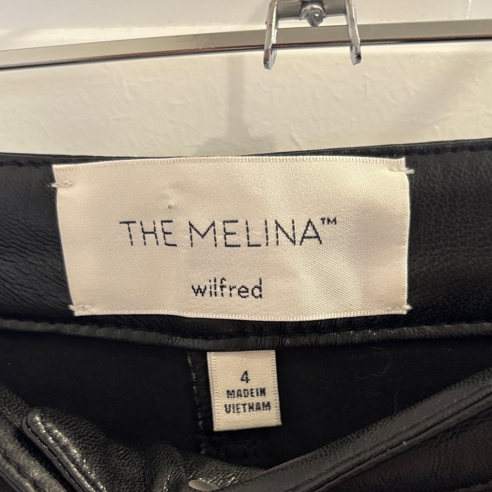 Aritzia Wilfred The Melina Faux Leather Pants Black Straight Leg Size 4 - Picture 2 of 5